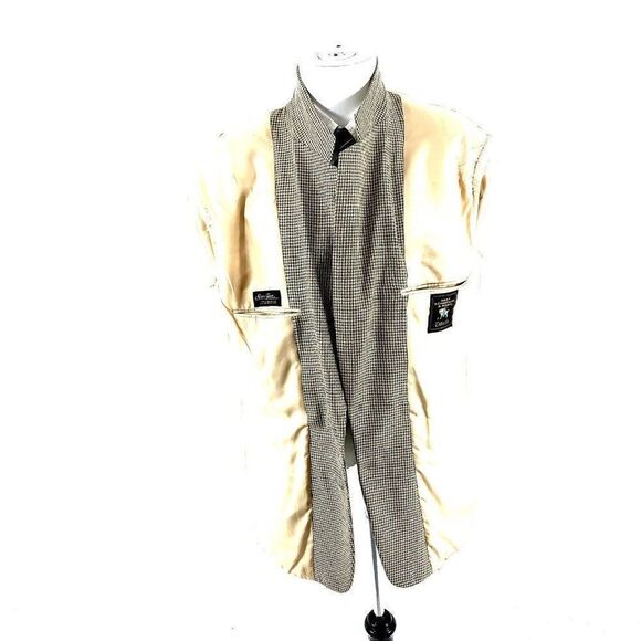Hart Schaffner Marx Wool 2 Button Sport Coat 42R Gray Tan Green Houndstooth Soft - Picture 10 of 11